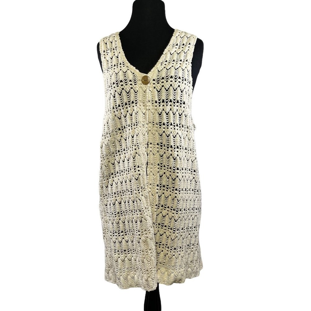 Nuggets Womens Size 24/44 Crocheted Sweater Vest Boho Made in the USA